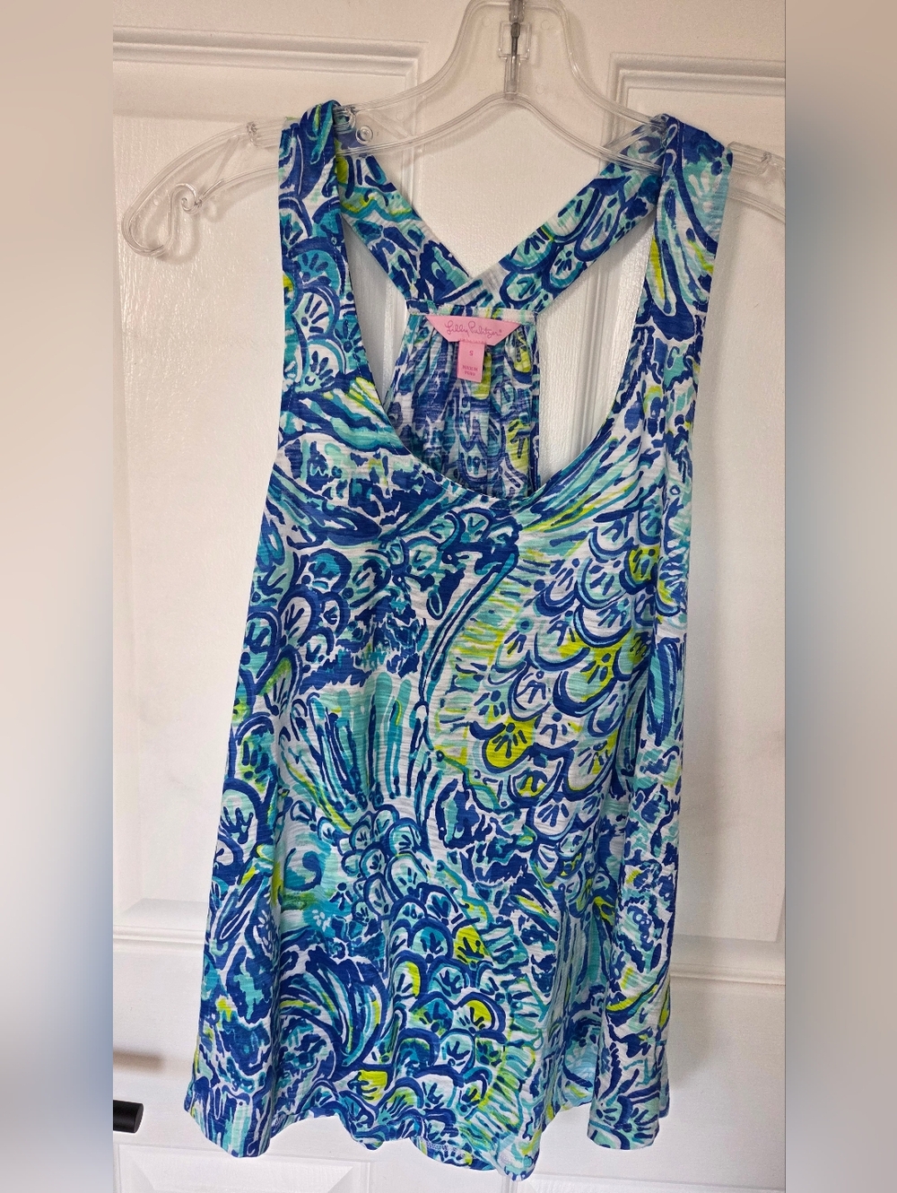 Lilly Pulitzer Blue Green Patterned Racerback Top